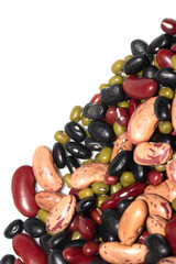 A Close Up of Dried Mixed Beans and Pulses on a White Background