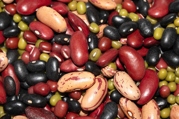 A Close Up of Dried Mixed Beans and Pulses on a White Background