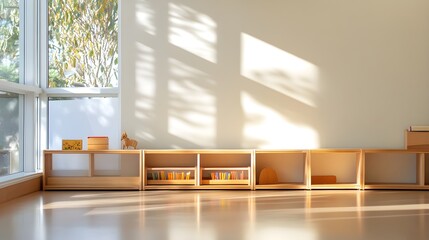 sunlit classroom storage units
