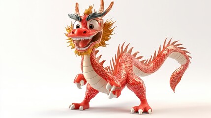 Colorful Cartoon Dragon with Bright Features and Playful Expression