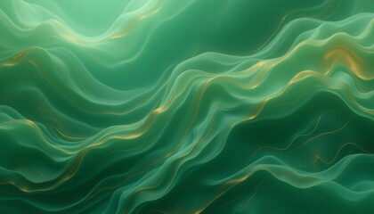 Obraz premium Abstract wavy green and golden-yellow lines creating a dynamic, flowing topography-like pattern with a sense of depth and movement, resembling fluid dynamics or a topographic map