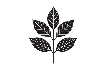 simple and subtle fall leaf vector silhouette black and white, set against a white background. 
