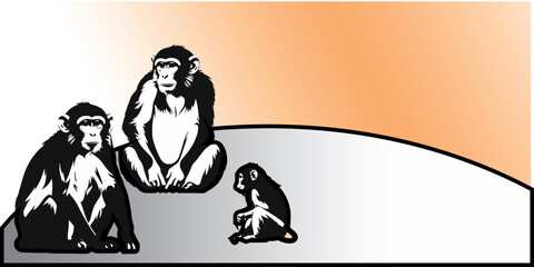 Video Monkey Silhouette Line Art Illustration with Minimalist Design 