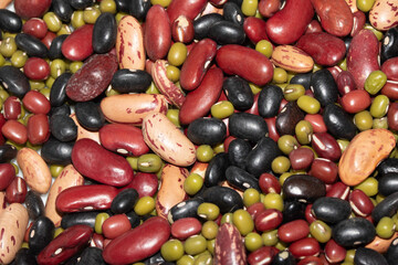 A Close Up of Dried Mixed Beans and Pulses on a White Background