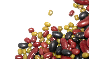 A Close Up of Dried Mixed Beans and Pulses on a White Background