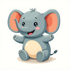 Naklejka premium The cute little elephant appears with an adorable expression and chubby body shape. With smooth gray skin and big eyes, this little elephant radiates warmth and cheerfulness