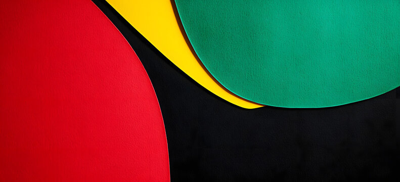 Abstract geometric black, red, yellow, green color background. Black History Month color background with copy space for text