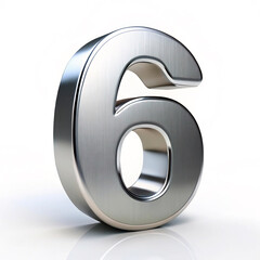 3d silver font number 6