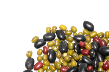 A Close Up of Dried Mixed Beans and Pulses on a White Background
