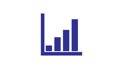 A solid blue bar chart illustrates increasing performance metrics suitable for financial reports or business planning isolated on white.