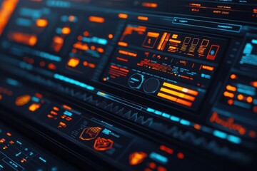 Obraz premium Cybersecurity risk management ai-driven interface digital space