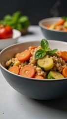 Healthy plant-based meal featuring vibrant vegan quinoa stew with carrots  zucchini