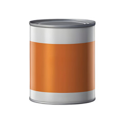Closed Metal Can with Orange Label Area, Transparent Background