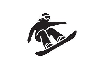 simple and subtle vector silhouette of ice skateboarding in black and white, set against a white background. 
