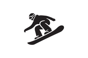Fototapeta premium simple and subtle vector silhouette of ice skateboarding in black and white, set against a white background. 