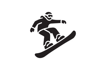 Fototapeta premium simple and subtle vector silhouette of ice skateboarding in black and white, set against a white background. 
