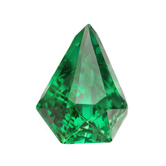 Kite-Shaped Green Gemstone, Transparent Background