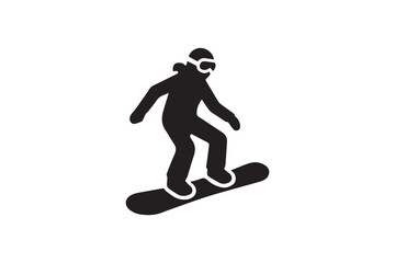 simple and subtle vector silhouette of ice skateboarding in black and white, set against a white background. 