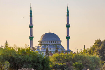 Obraz premium View of mosque on sunset. Side, Manavgat, Antalya, Turkey