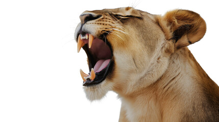 Obraz premium Majestic Lion Roaring Close-Up in Natural Habitat Wildlife Photography