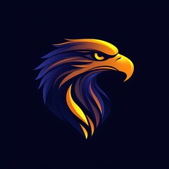 Obraz premium Stylized golden eagle glowing brightly with polished wings on backdrop