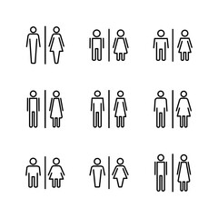 Toilet icon set. restrooms icon vector. bathroom sign. wc, lavatory