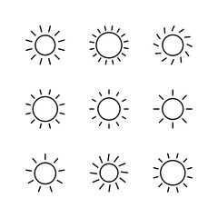 Sun icon set. Brightness Icon vector