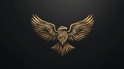Obraz premium Radiant golden eagle artwork glowing brightly on shadowy black backdrop