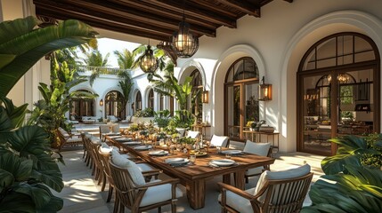 Tropical Patio Dining Luxury Outdoor Meal