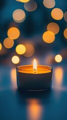 Blue gradient background with large golden bokeh circles