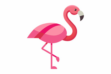 Icono plano flamingo con color rosa. Minimalist Pink Flamingo Icon: Modern and Elegant Flat Design Illustration.
