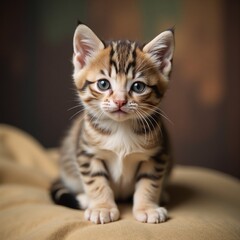 Obraz premium A vintage-style illustration featuring an adorable feline subject