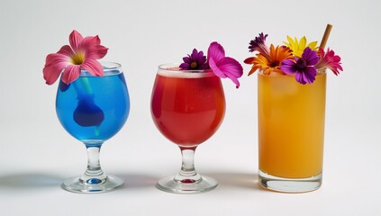 Vibrant floral-topped cocktails perfect for a summery refreshment on a bright day