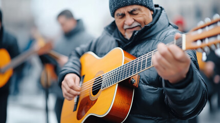 Free world, A vibrant image of a diverse group of musicians collaborating and playing music together, showcasing creativity and passion in a high-fidelity setting.