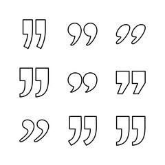 Quote icon set. Quotation mark symbol.