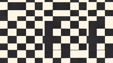 Fototapeta premium Dynamic Black and White Abstract Pattern of Irregular Squares in a Grid Formation