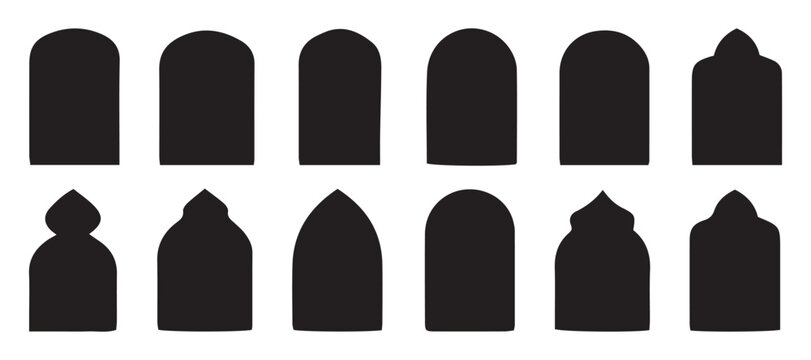 Islamic vector shape. Frames in Arabian Muslim design for Ramadan Kareem. Silhouette Arabic arch. Oriental Collection. Vector illustration eps 10