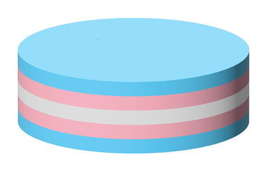 Transgender unconditional love icon.Pride month symbol.3d round circle podium, stand for yourself.Vector graphic symbol.
