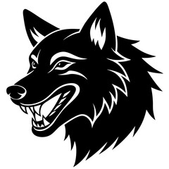  laughing gray wolf head silhouette vector illustration