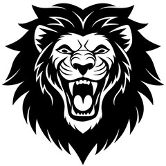 laughing lion head silhouette vector illustration