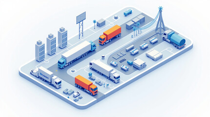 Supply Chain and Logistics Isometric Workflow Illustration