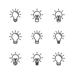 Lamp icon set. Light bulb icon vector. idea symbol.