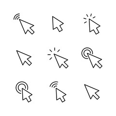 Click icon set. pointer arrow icon. cursor icon vector