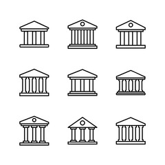 Bank icon set. bank vector icon, museum, university