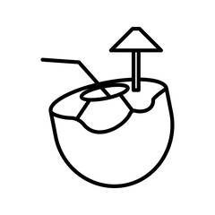 Coconut oil icon. Oil drop and half a coconut. Line icon, editable strokes. Modern icon for packaging, web, design.