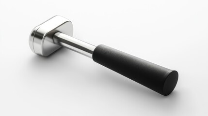 Stainless steel meat mallet on white background