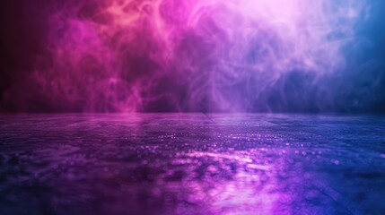 Naklejka premium A vibrant abstract scene with colorful smoke and reflections on a surface.