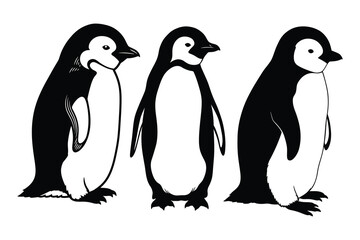 Naklejka premium Black and white Penguin silhouette vector. 
