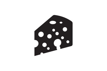 simple and subtle cheese vector silhouette black and white, set against a white background. 