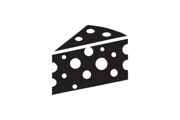 simple and subtle cheese vector silhouette black and white, set against a white background. 